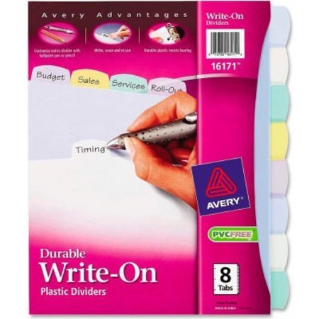 AVERY DENNISON Avery Translucent Durable Write-on Divider, 8.5"x11", 8 Tabs, Clear/Multicolor 16171